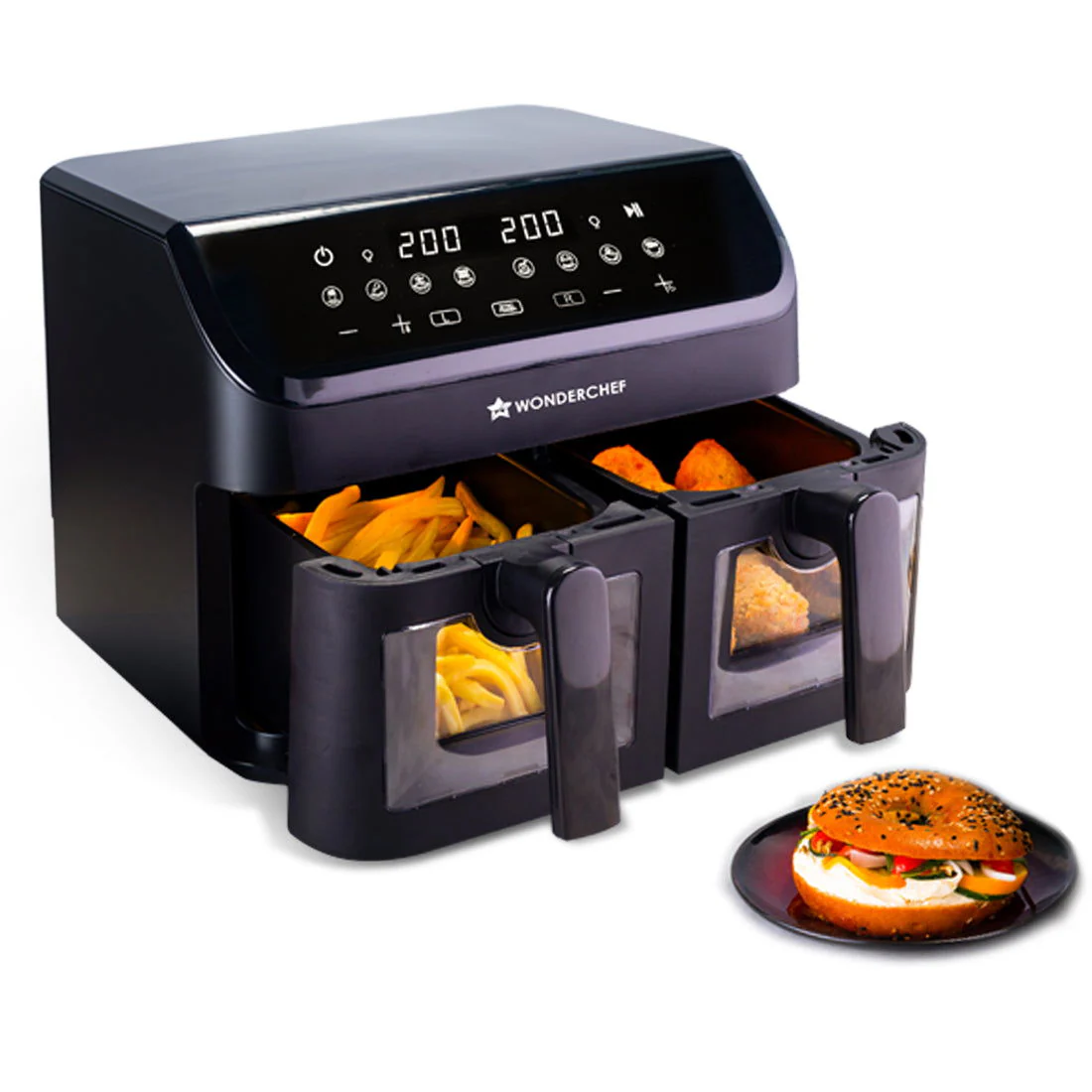 Regenta Digital Air Fryer with Dual Basket | 2000W, 9L | 2 Baskets for Different Types of Cooking | Healthy Food with Minimum Oil | Auto Resume & Shut-off | Touch Screen | 2 Year Warranty - Image 9