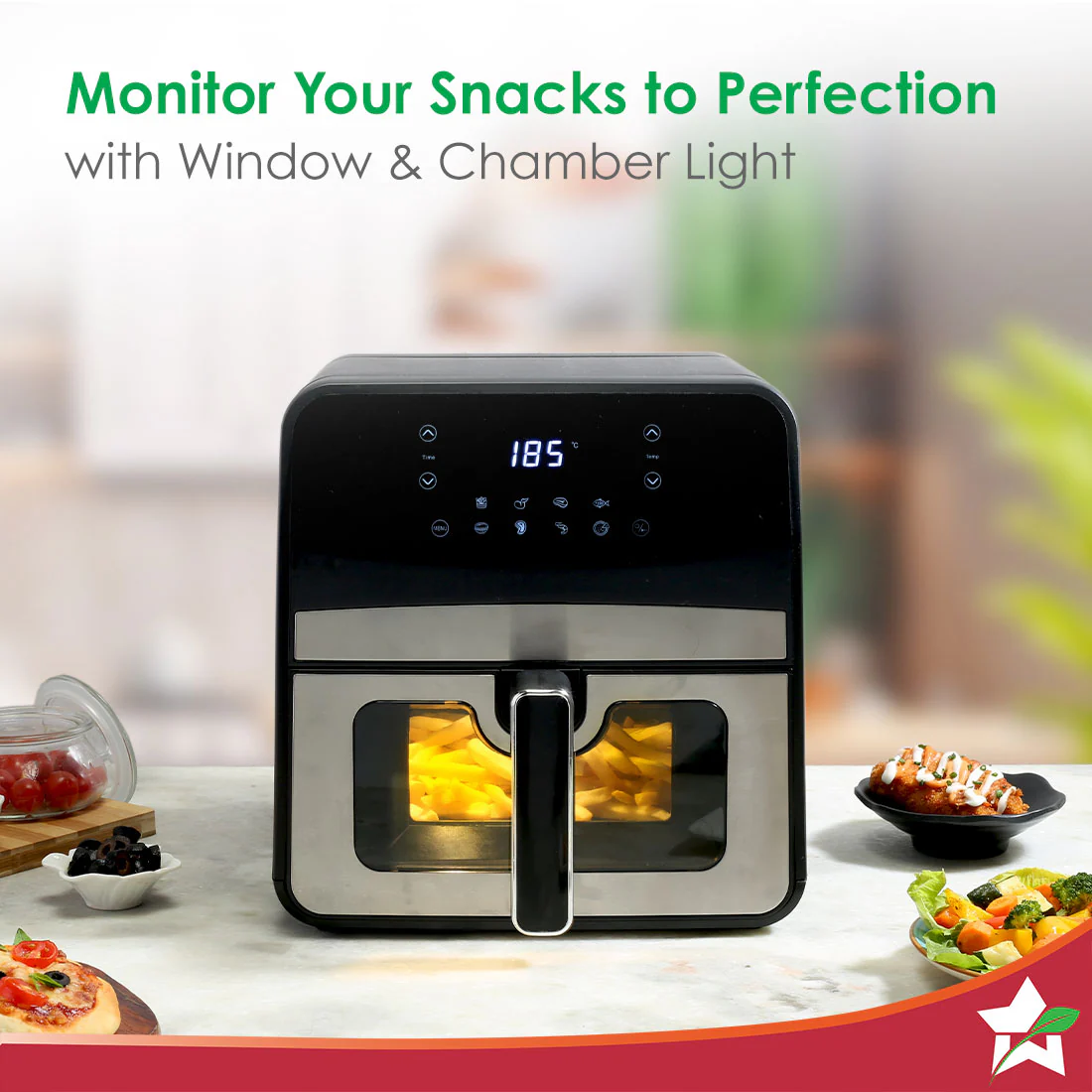 Regenta Digital Air Fryer with Window | 1800W, 6.5L | Rapid Air Technology | Auto Resume & Shut-off | Touch Screen | Fry, Bake, Grill, Roast | 2 Year Warranty - Image 3