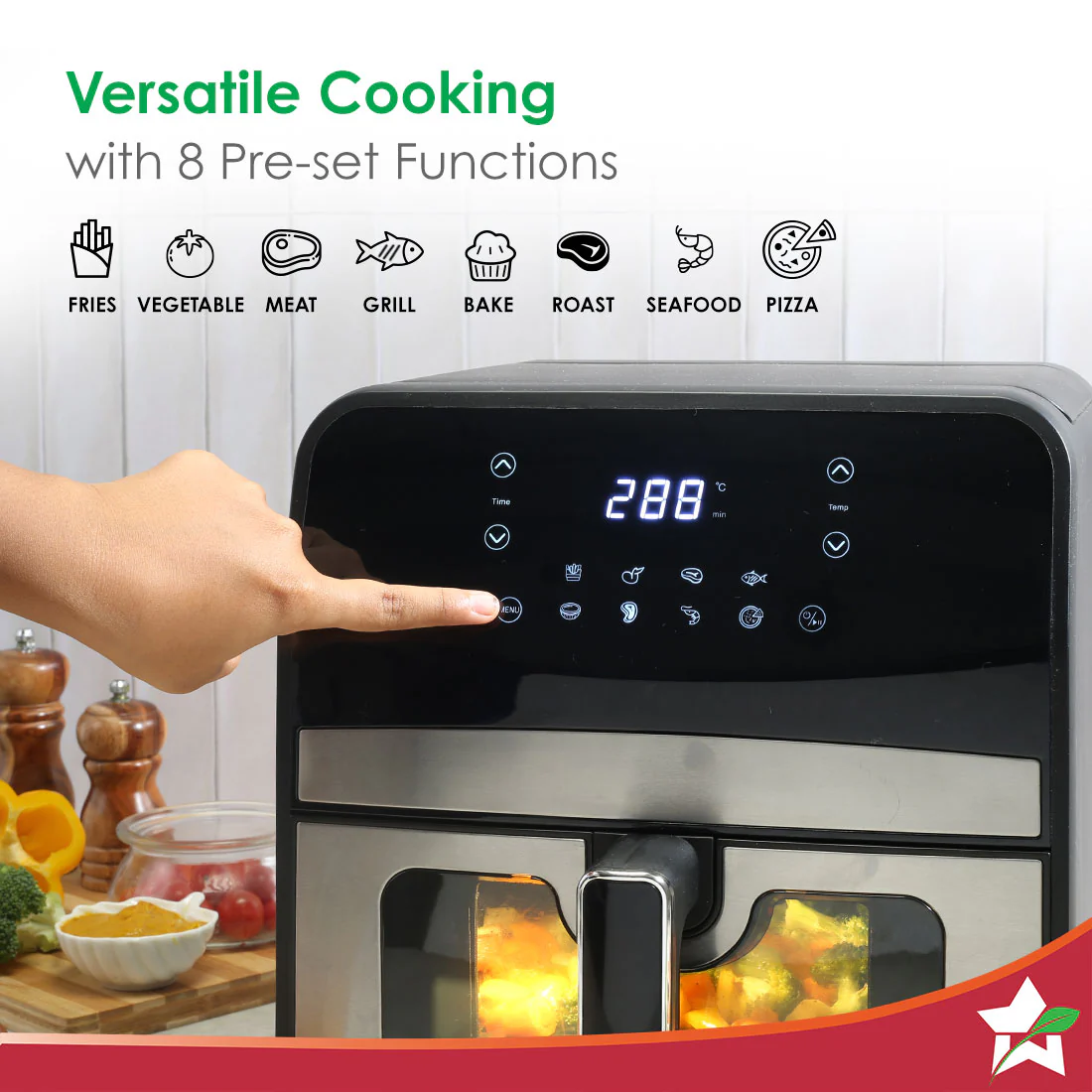 Regenta Digital Air Fryer with Window | 1800W, 6.5L | Rapid Air Technology | Auto Resume & Shut-off | Touch Screen | Fry, Bake, Grill, Roast | 2 Year Warranty - Image 4