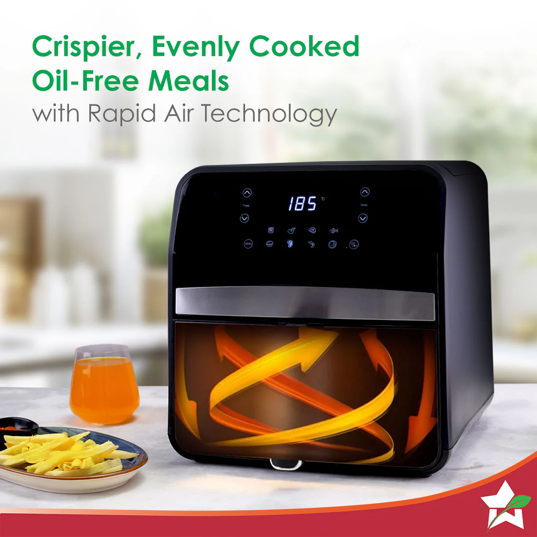Regenta Digital Air Fryer with Window | 1800W, 6.5L | Rapid Air Technology | Auto Resume & Shut-off | Touch Screen | Fry, Bake, Grill, Roast | 2 Year Warranty - Image 5