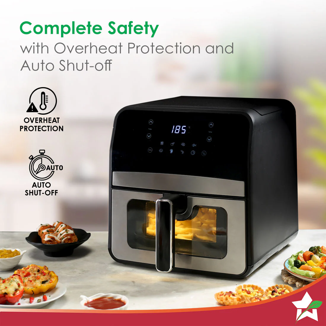 Regenta Digital Air Fryer with Window | 1800W, 6.5L | Rapid Air Technology | Auto Resume & Shut-off | Touch Screen | Fry, Bake, Grill, Roast | 2 Year Warranty - Image 7