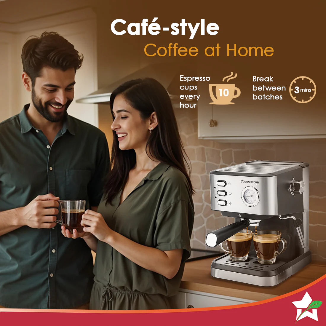 Regenta Espresso Coffee Machine, 19-bar, Make Espressos, Cappuccinos & Lattes at Home, With Steamer, Metal Porta Filter, Temperature Dial, 2 Year Warranty - Image 4