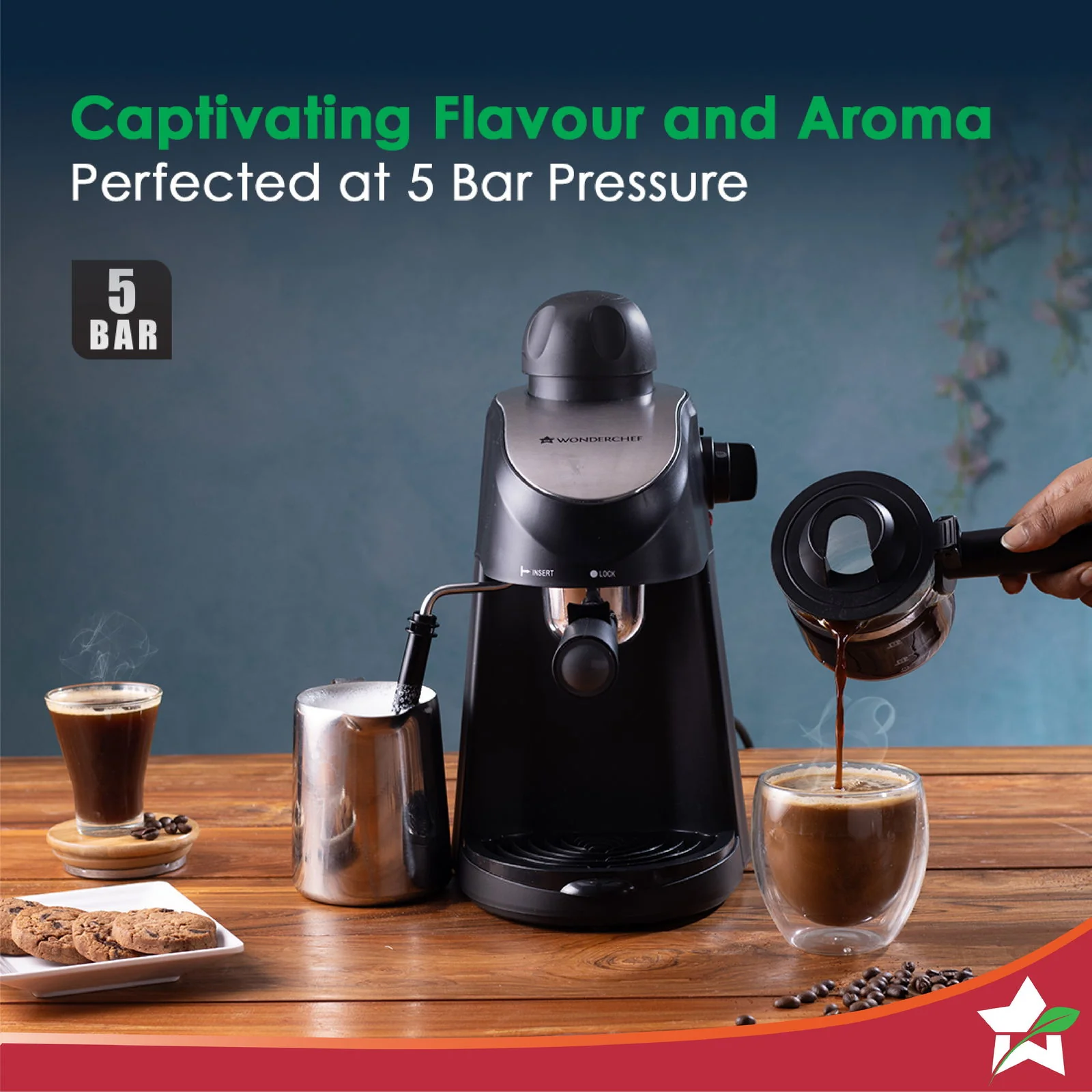 Regenta Espresso Coffee Maker 5-bar | Built in Milk Frother | Make Espressos, Cappuccinos & Lattes at Home | Metal Porta Filter | 2 Years Warranty - Image 2