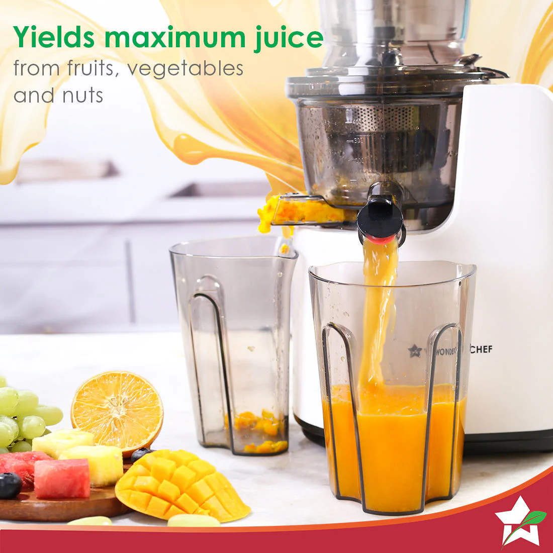 Regenta Full Fruit Juicer | Professional Cold Press | High Juice Yield | 240W | 55 RPM | Fine Strainer | All-in-1 Fruit & Vegetable Juicer | White | 2 Year Warranty - Image 3
