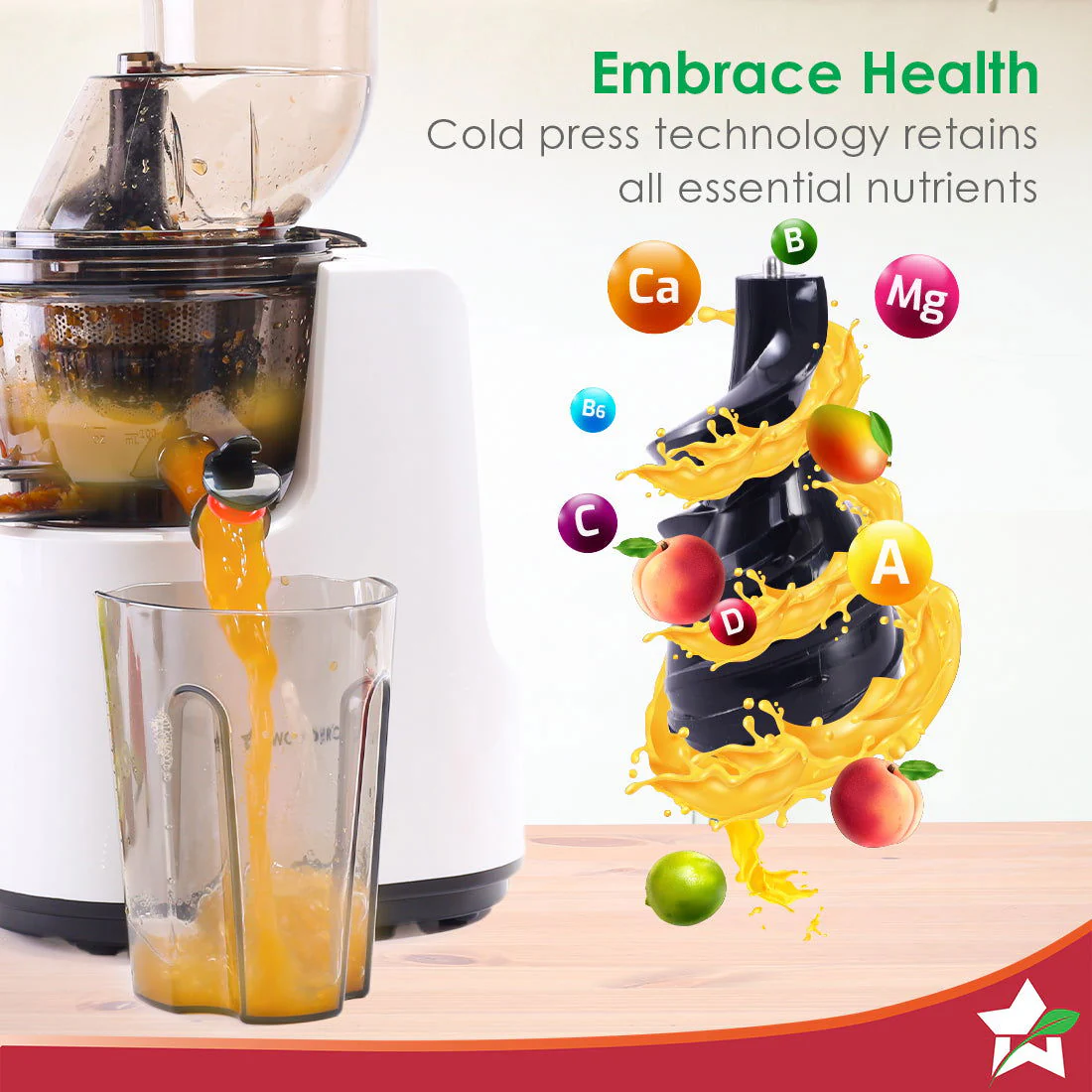 Regenta Full Fruit Juicer | Professional Cold Press | High Juice Yield | 240W | 55 RPM | Fine Strainer | All-in-1 Fruit & Vegetable Juicer | White | 2 Year Warranty - Image 5