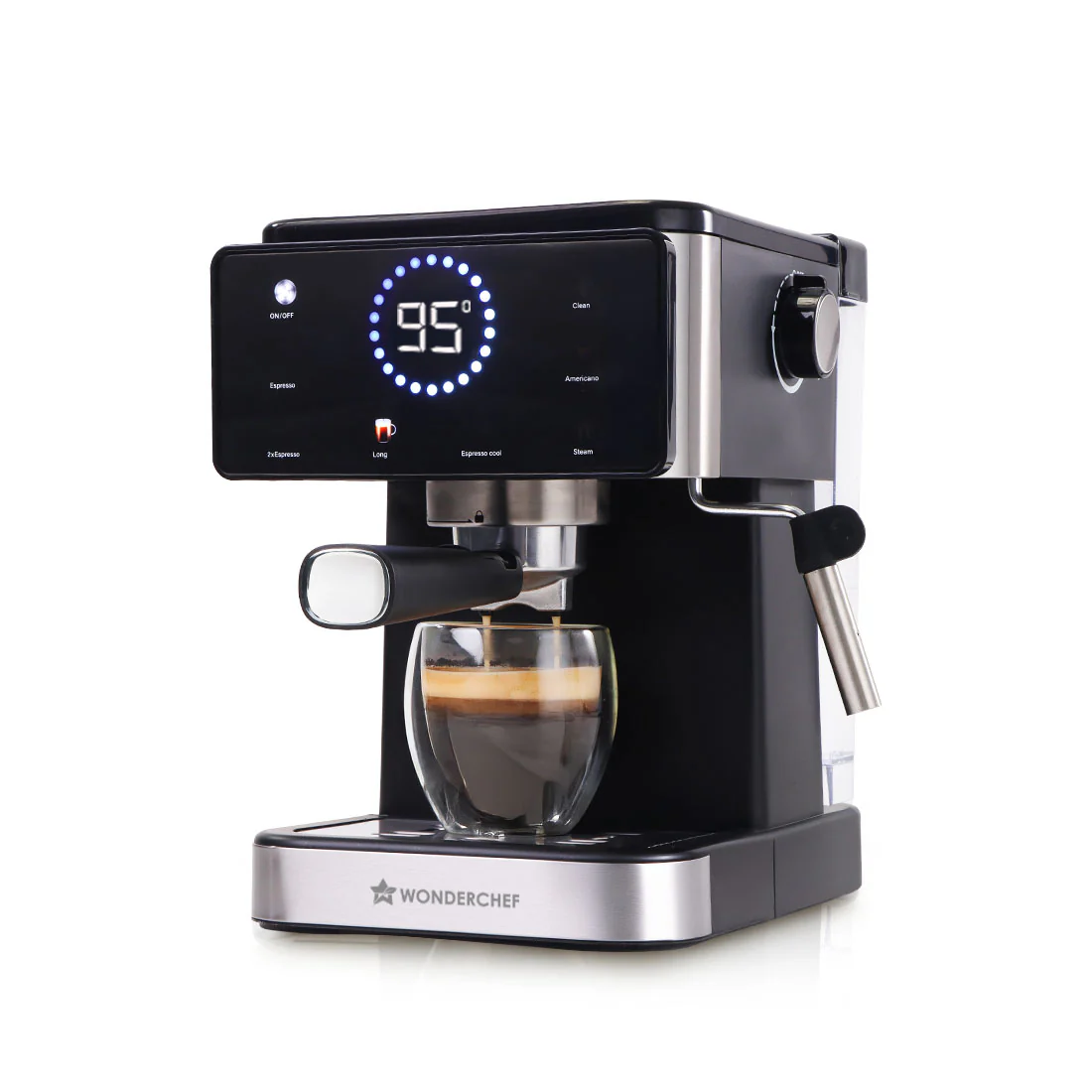 Rinaldi Automatic Espresso Coffee Machine | 20-bar Pressure | Digital Display | For Hot & Cold Espresso, Americano | Auto Cleaning | 2 Year Warranty