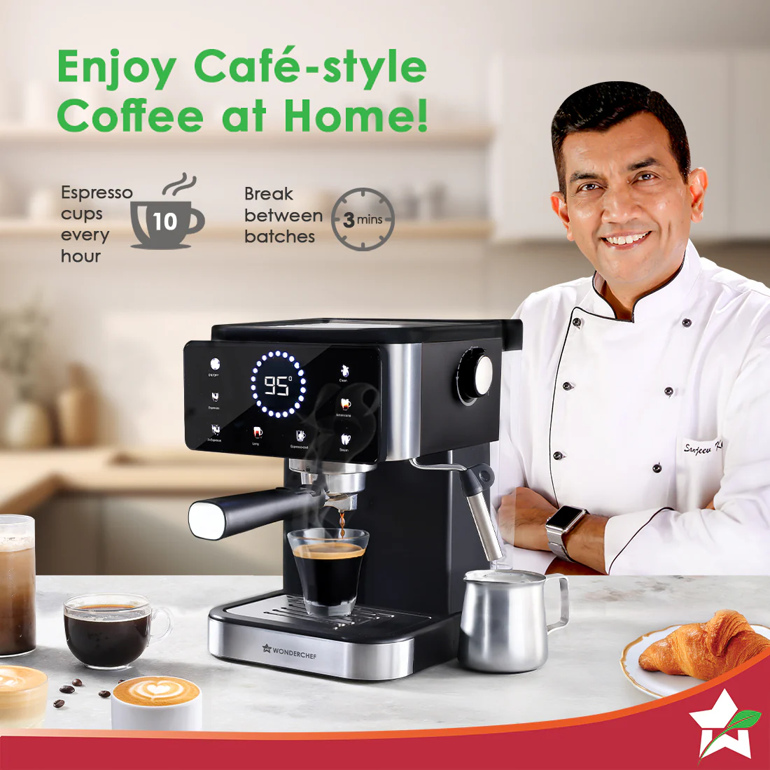 Rinaldi Automatic Espresso Coffee Machine | 20-bar Pressure | Digital Display | For Hot & Cold Espresso, Americano | Auto Cleaning | 2 Year Warranty - Image 2