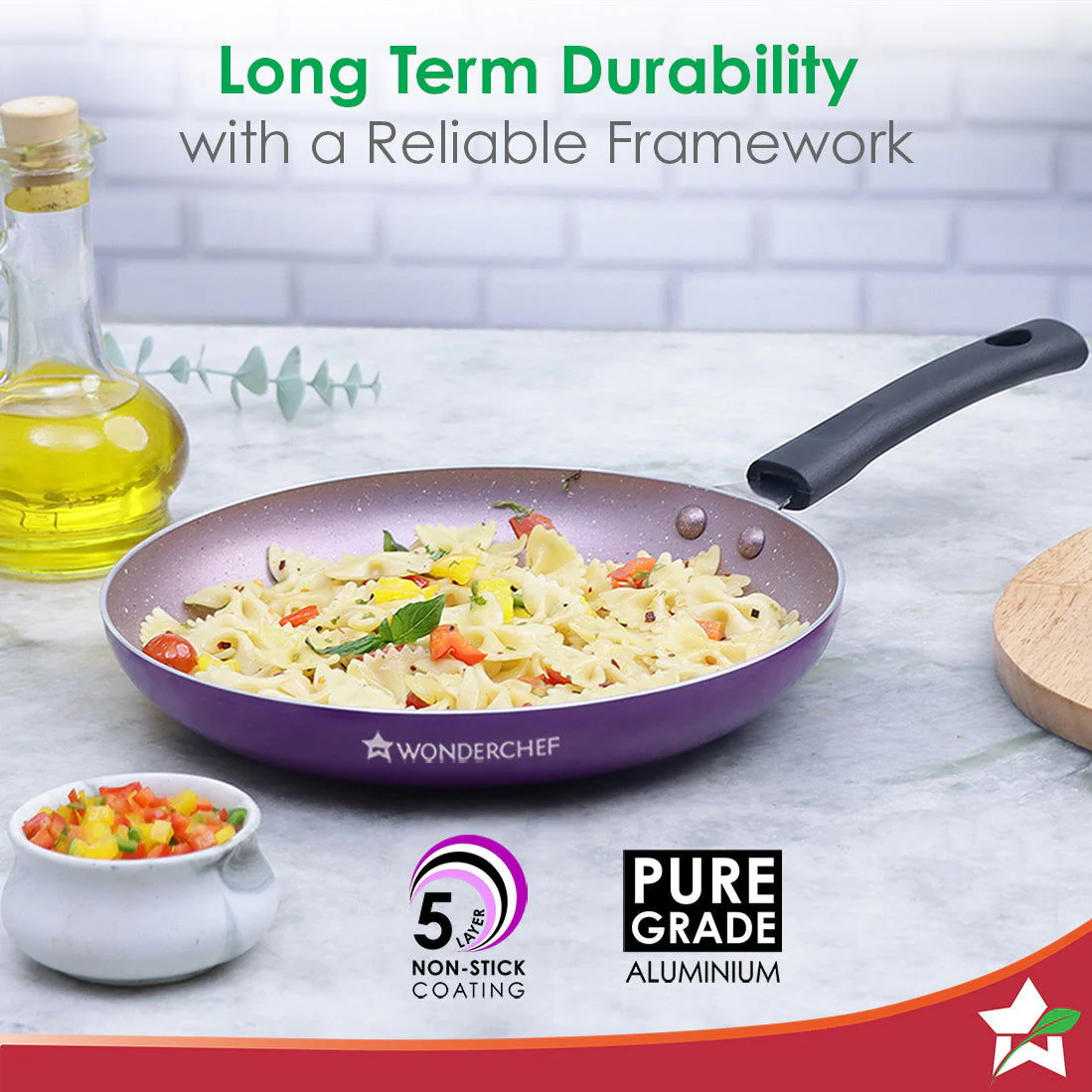 Wonderchef Renewed Valencia 24cm Fry Pan | Meta Tuff Non-Stick Coating | Virgin Grade Aluminum | PFOA/Heavy Metals Free - Image 2