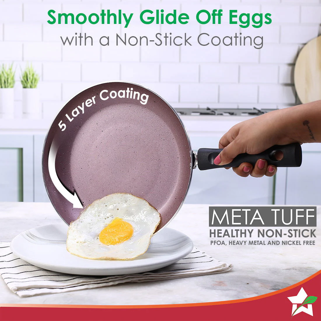 Wonderchef Renewed Valencia 24cm Fry Pan | Meta Tuff Non-Stick Coating | Virgin Grade Aluminum | PFOA/Heavy Metals Free - Image 4