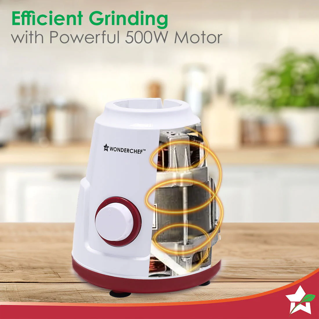 Robo 500 W Mixer Grinder | 3 Stainless Steel Jars for Powerful Blending, Mixing, Grinding | 3-Speed & Pulse Function | Anti-Skid Feet | 5 Years Warranty on Motor | Red & White - Image 3