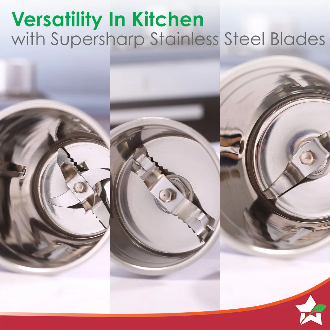 Robo 500 W Mixer Grinder | 3 Stainless Steel Jars for Powerful Blending, Mixing, Grinding | 3-Speed & Pulse Function | Anti-Skid Feet | 5 Years Warranty on Motor | Red & White - Image 4