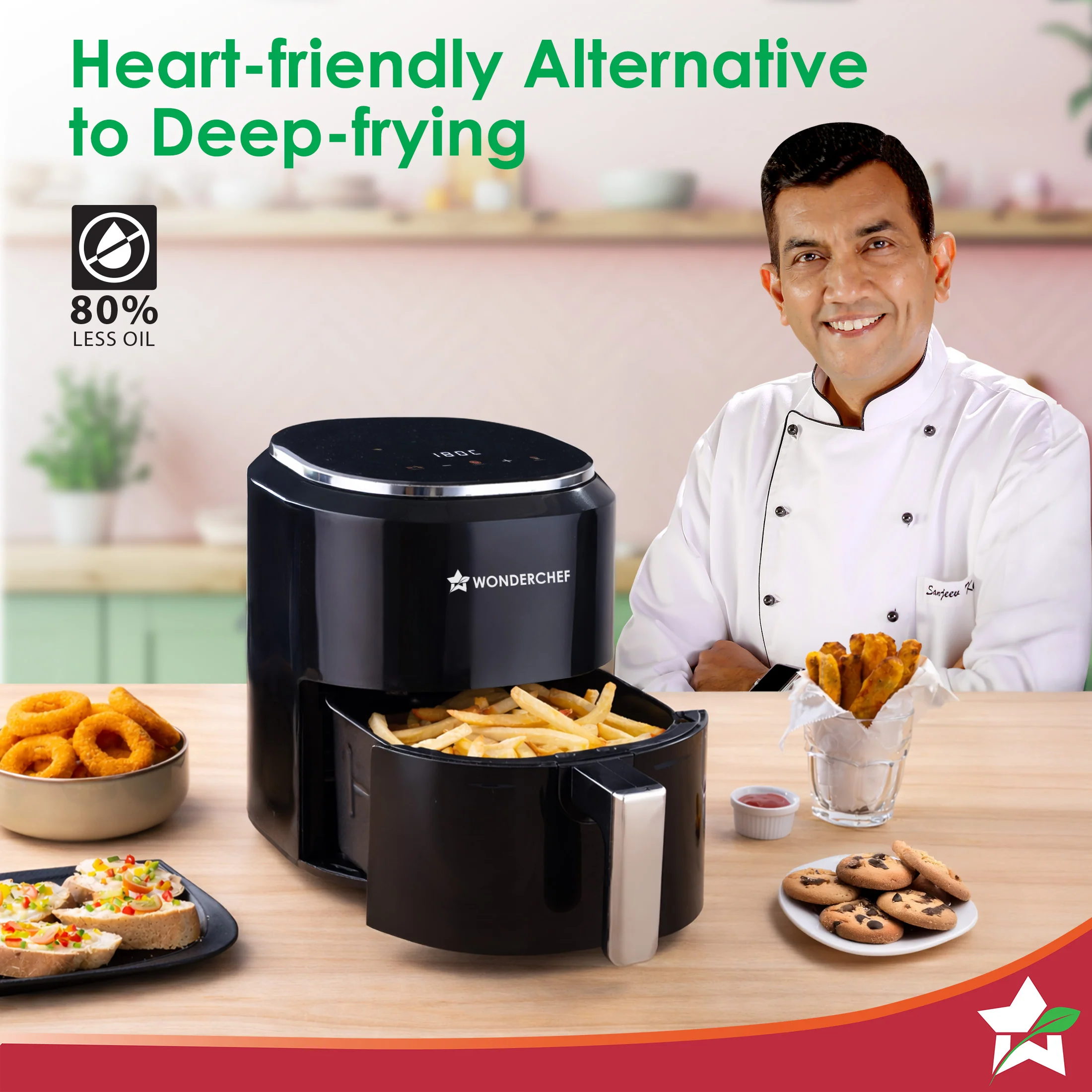 Roma Digital Air Fryer, 1380W, 4.5L, Rapid Hot Air Technology, 7 Pre-set Menus, Non-stick Basket, Customised Time & Temperature Control, Fry, Bake, Grill, Chrome Finish, 2-Yr Warranty - Image 2