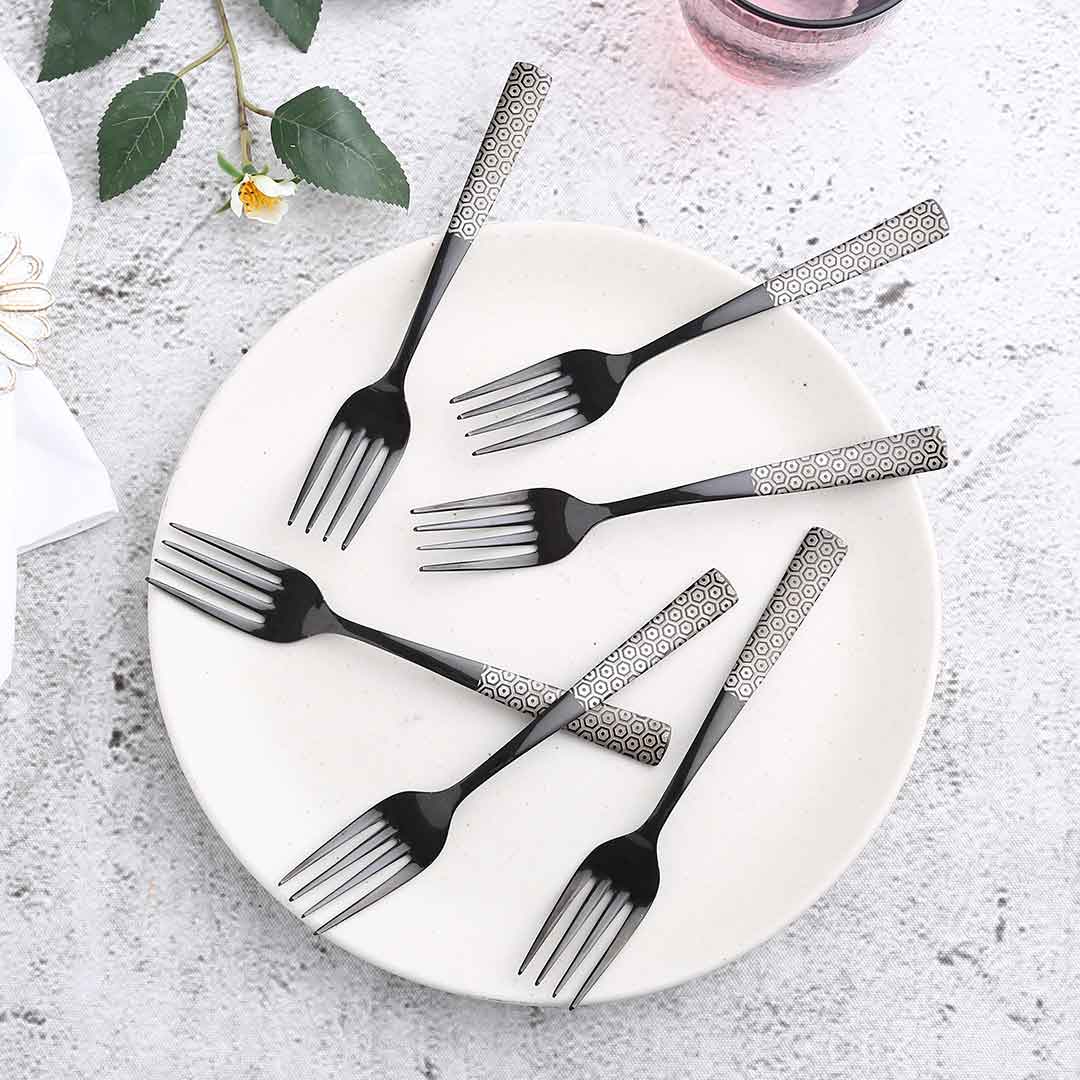 Roma Dinner Fork - Black - Set of 6pcs - Image 2