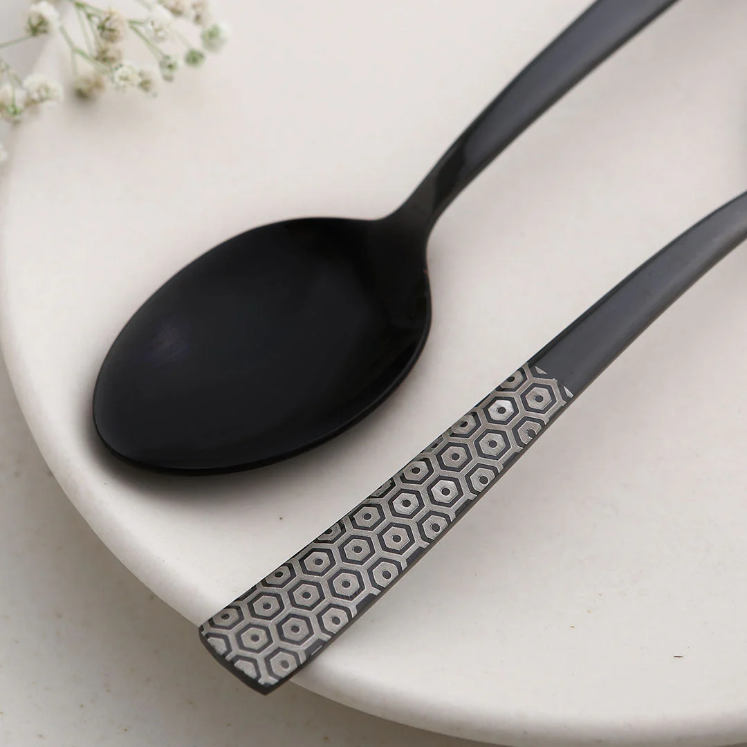 Roma Dinner Spoon - Black - Set of 6pcs - Image 7