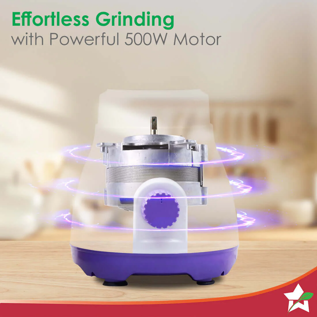 Roma Mixer Grinder | 500W Motor | 3 Jars for Blending, Wet & Dry Grinding | Stainless Steel Jars & Blades | Make Chutneys, Masalas, Batters and Much More | 2-Year Warranty | White & Blue - Image 3