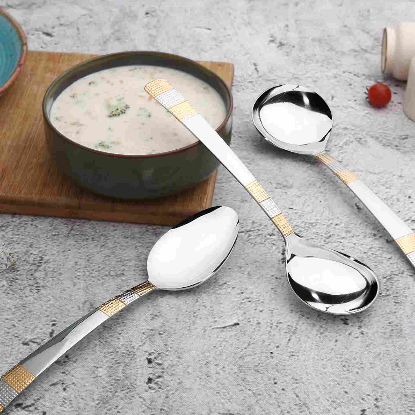 Roma Serving Spoon Set - Gold Plated - Set of 3pcs - Image 3