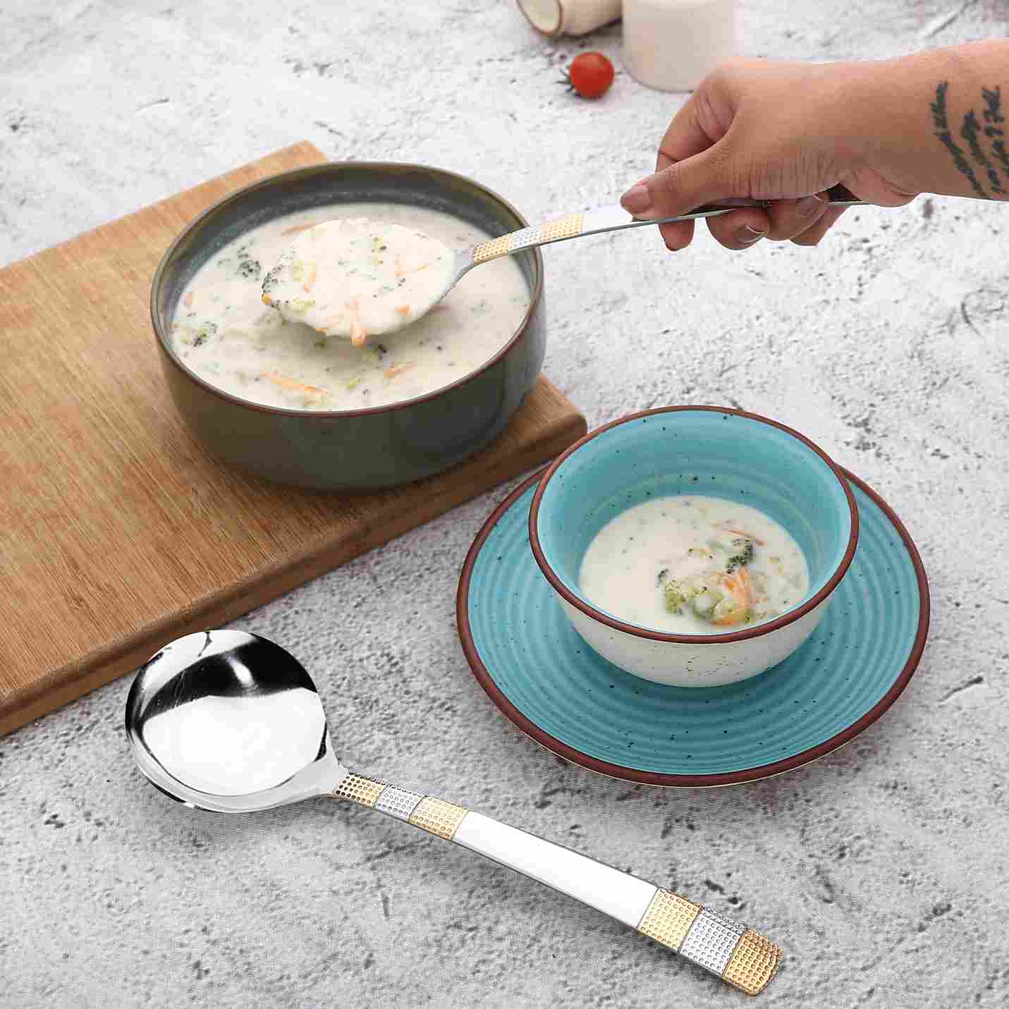 Roma Serving Spoon Set - Gold Plated - Set of 3pcs - Image 5