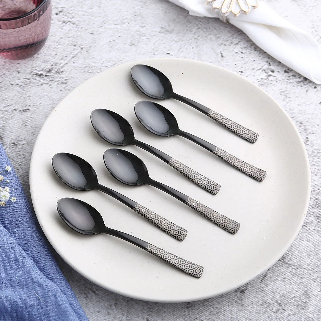 Roma Tea Spoon - Black - Set of 6pcs - Image 2
