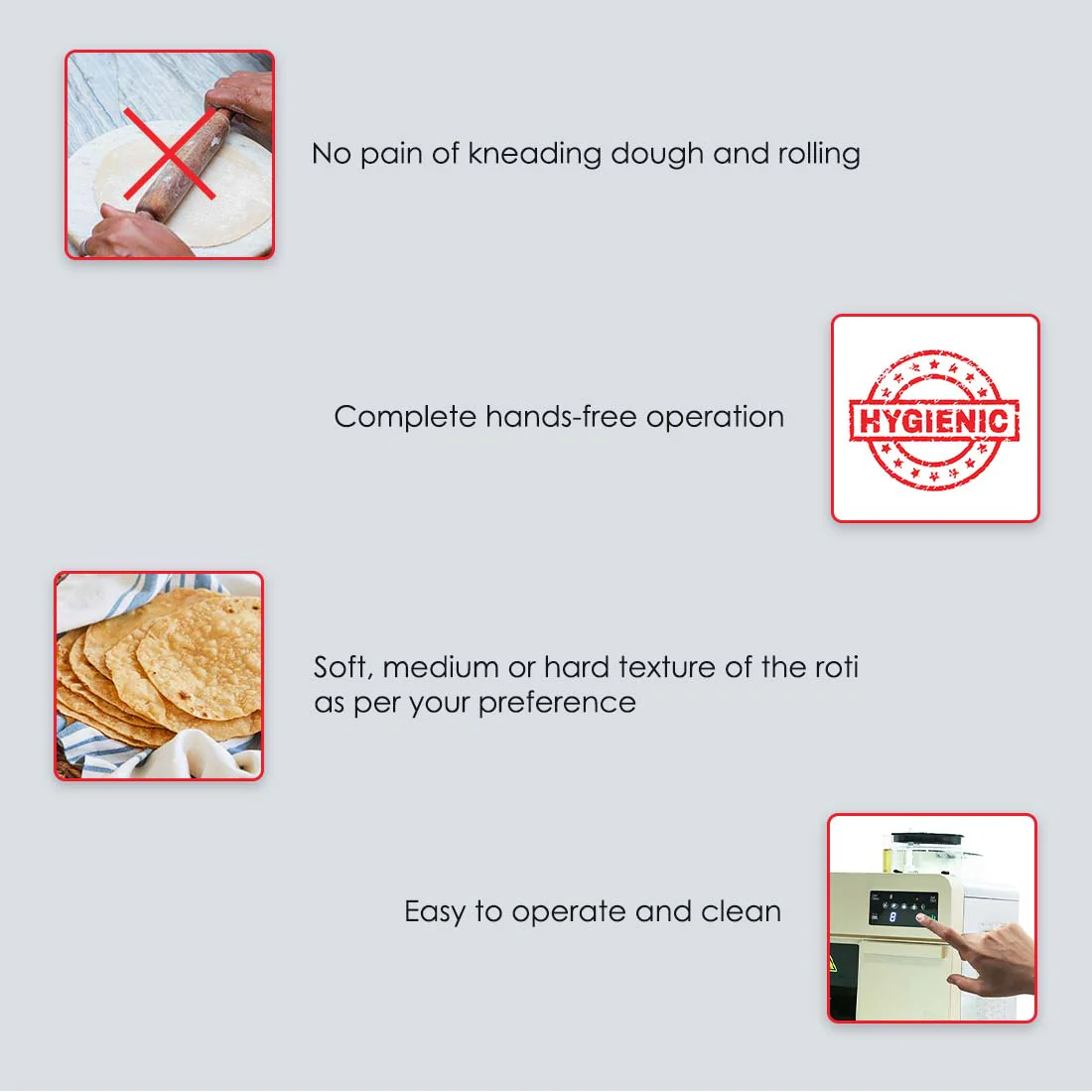 Wonderchef Renewed Roti-Magic | Fully Automatic Roti Maker for Perfect Homemade Rotis | Make Hot Rotis From Dry Atta & Water | Kneads Atta & Rolls Perfect Rotis | Hygienic, Effortless & Time-Saving | 1900 Watt | Rose Pink - Image 6