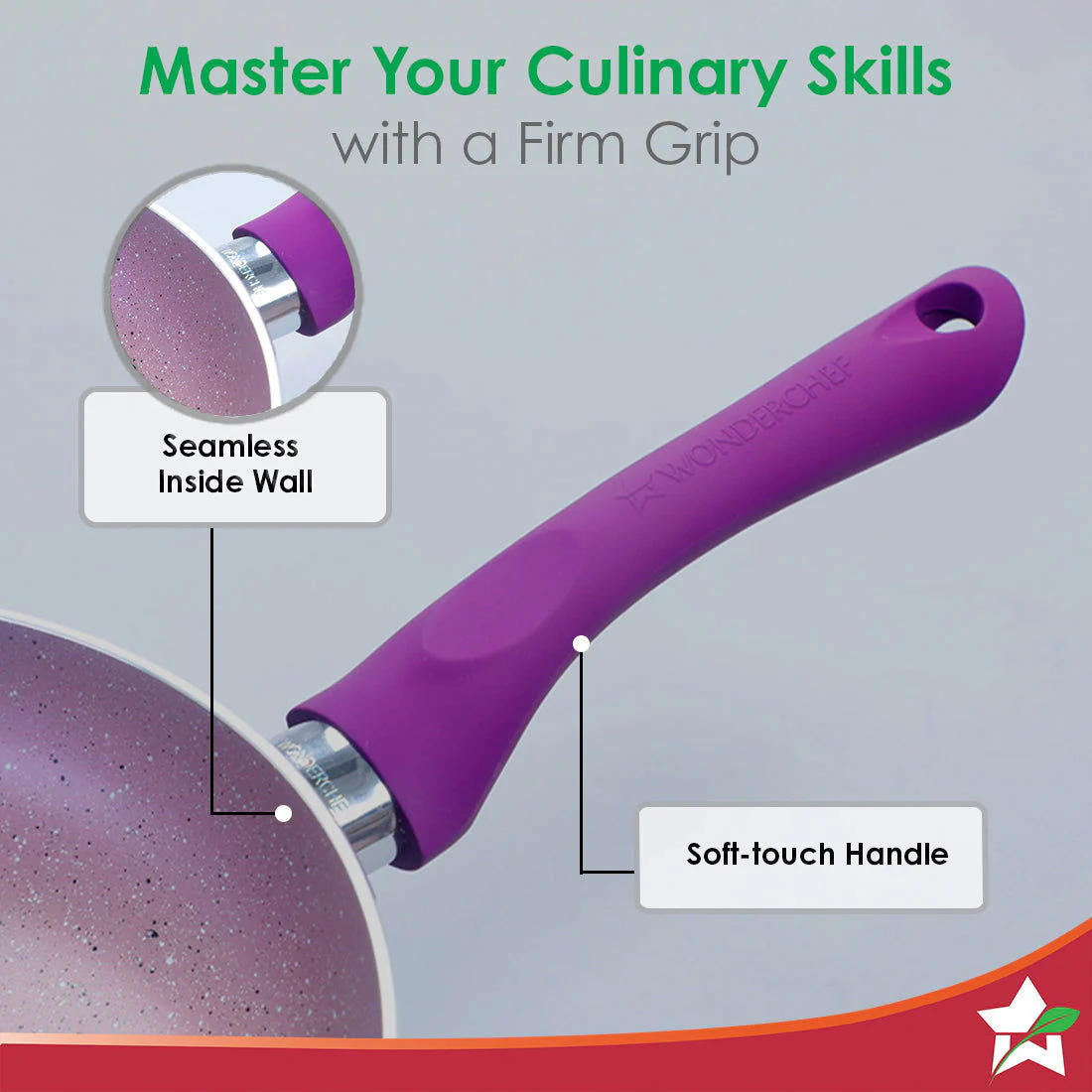 Wonderchef Renewed Royal Velvet 24cm Non-Stick Fry Pan | 24cm | Induction Bottom | Soft-Touch Handle | Virgin Grade Aluminium | PFOA and Heavy Metals Free - Image 6