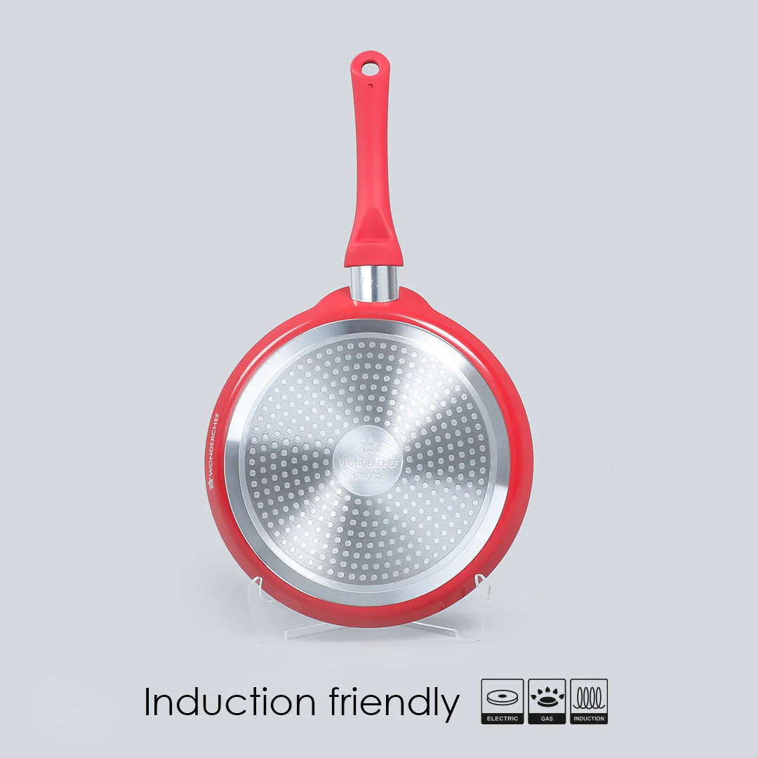 Royal Velvet 28cm Non-stick Dosa Tawa, Induction bottom, Soft-touch Handle, Virgin Grade Aluminium, PFOA/Heavy metals free, 3mm, 2 years warranty, Red - Image 2