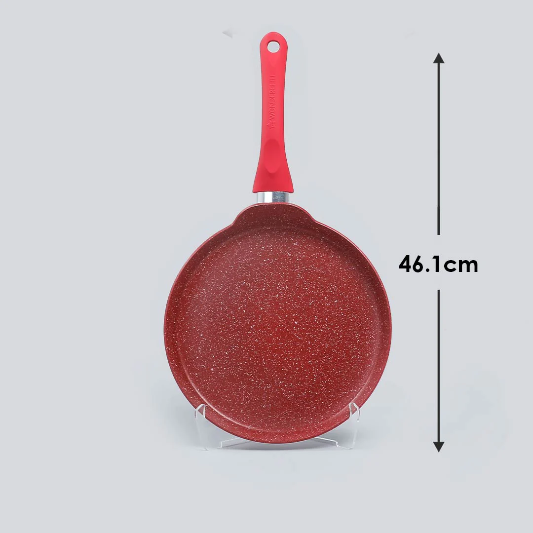 Royal Velvet 28cm Non-stick Dosa Tawa, Induction bottom, Soft-touch Handle, Virgin Grade Aluminium, PFOA/Heavy metals free, 3mm, 2 years warranty, Red - Image 3