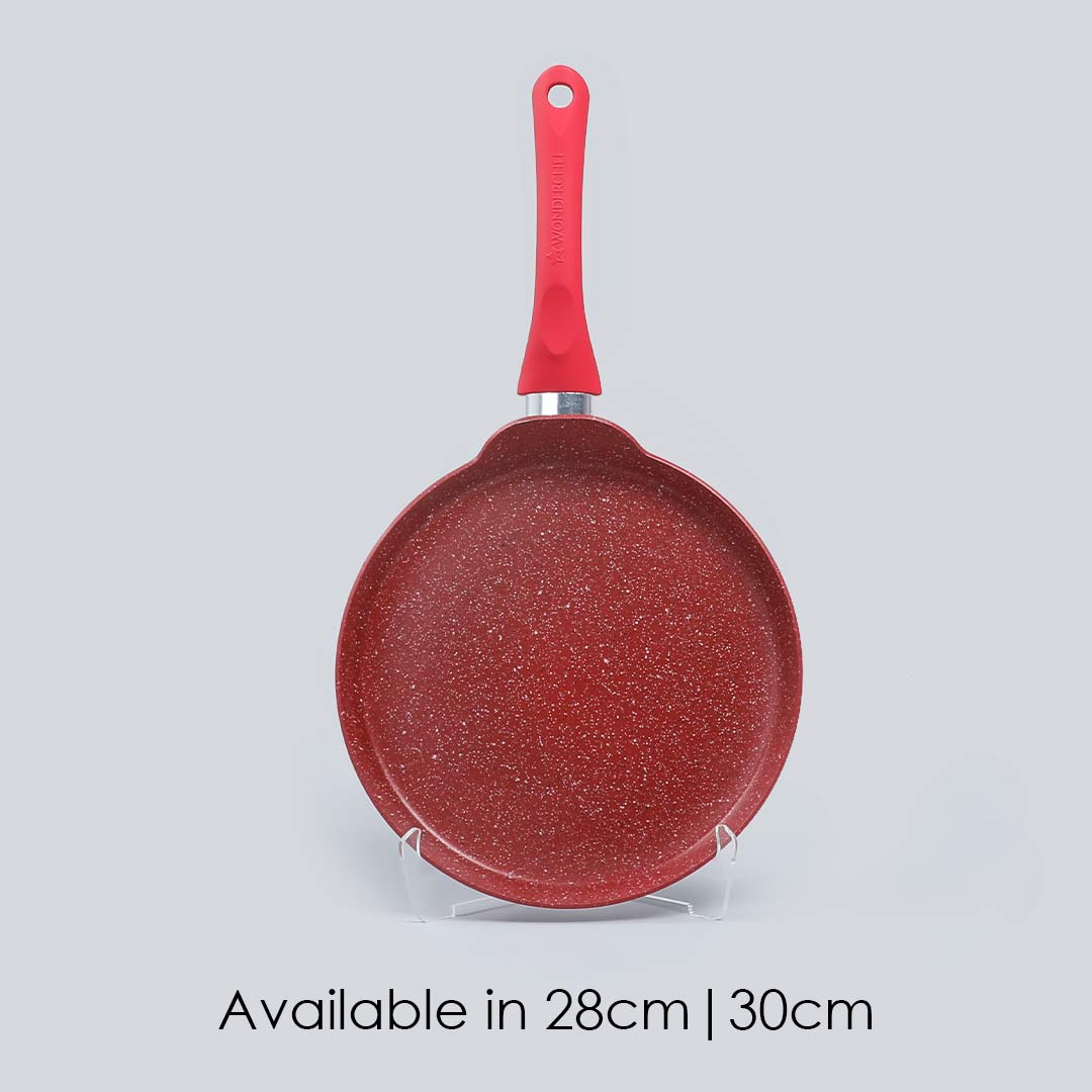 Royal Velvet 28cm Non-stick Dosa Tawa, Induction bottom, Soft-touch Handle, Virgin Grade Aluminium, PFOA/Heavy metals free, 3mm, 2 years warranty, Red - Image 5
