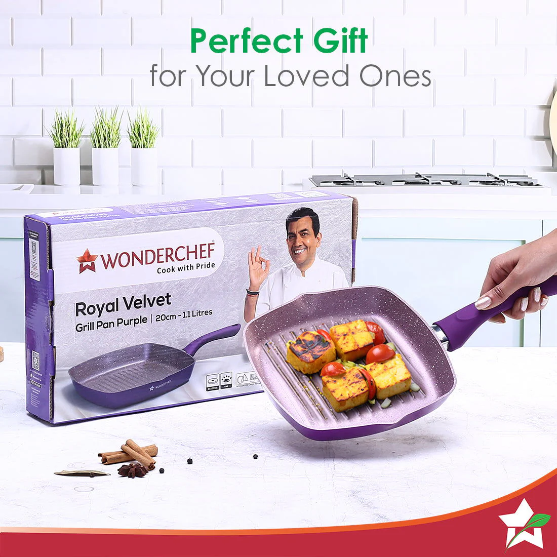 Royal Velvet 20cm Grill Pan | Soft-touch handles |Non – Toxic I Virgin Aluminium| 3 mm thick | 2 year warranty | Purple - Image 7