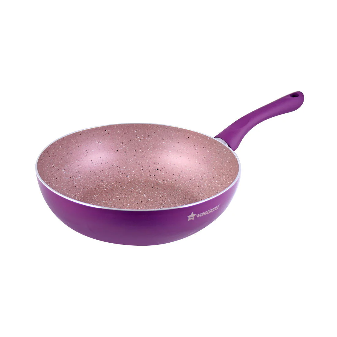 Royal Velvet 24 cm Aluminium Non-stick Wok With Lid, 2.7 L, Purple - Image 5