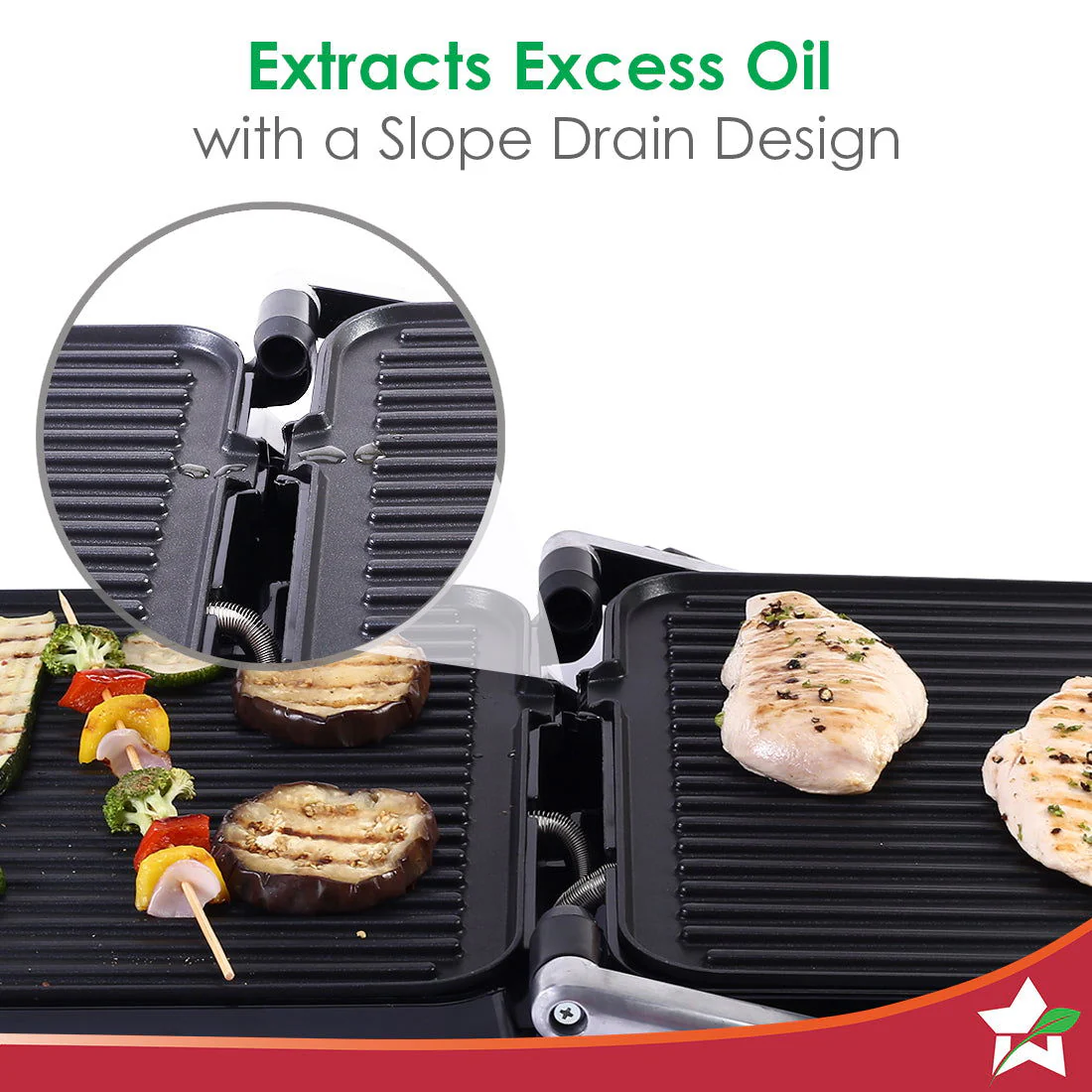 Wonderchef Renewed Sanjeev Kapoor Tandoor Professional | Electric Contact Grill & Sandwich Maker|3-in-1 Appliance | 2000 Watt | 180 Degree Grilling | Cool Touch Handle | LED Indicator | Black & Silver - Image 4