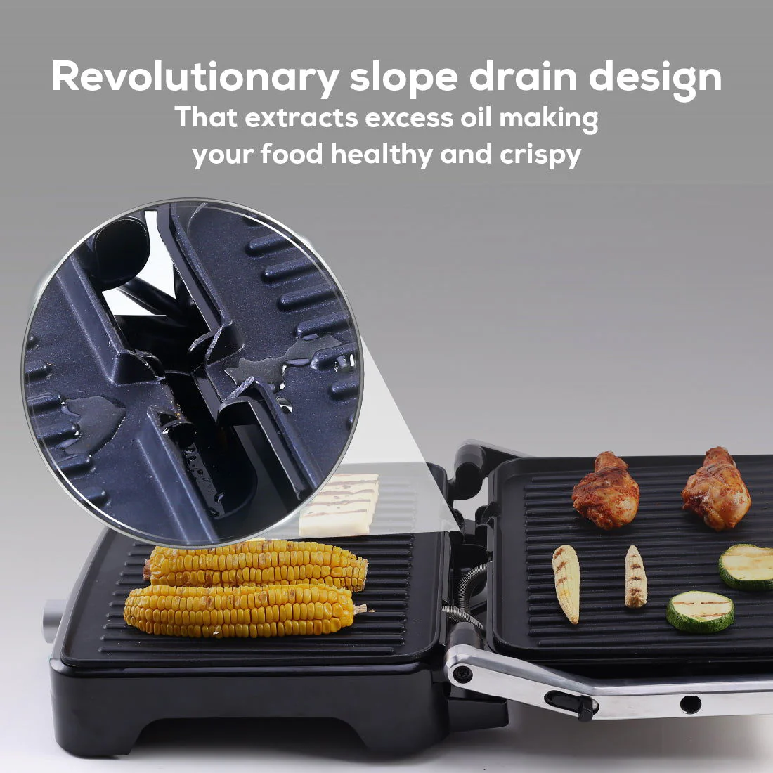 Wonderchef Renewed Sanjeev Kapoor Tandoor Professional Plus | Electric Contact Grill & Sandwich Maker | Thermostat Control | Auto Shut Off | LED Indicator | Black & Silver - Image 6