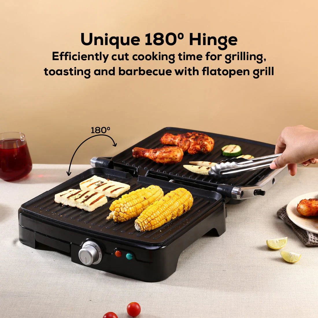 Sanjeev Kapoor Tandoor Professional Plus | Electric Contact Grill & Sandwich Maker| Thermostat Control | Auto Shut Off| LED Indicator| 2 Year Warranty | Black & Silver - Image 4
