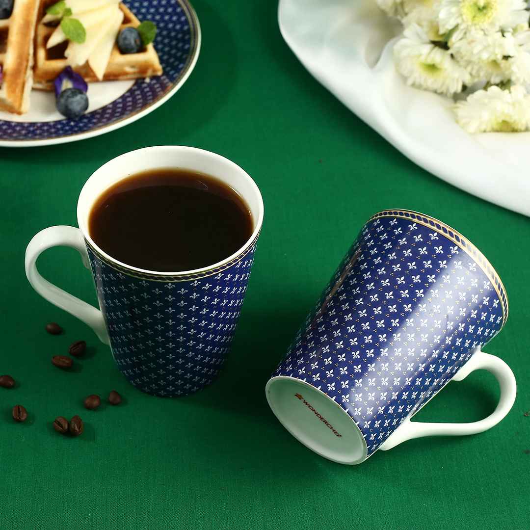 Sicilia Fine Bone China Coffee Mug - Royal Blue - Set of 2 Pcs - Image 5