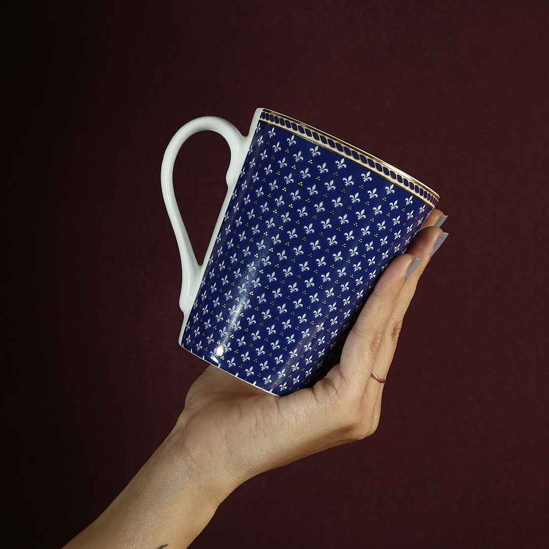 Sicilia Fine Bone China Coffee Mug - Royal Blue - Set of 2 Pcs - Image 6