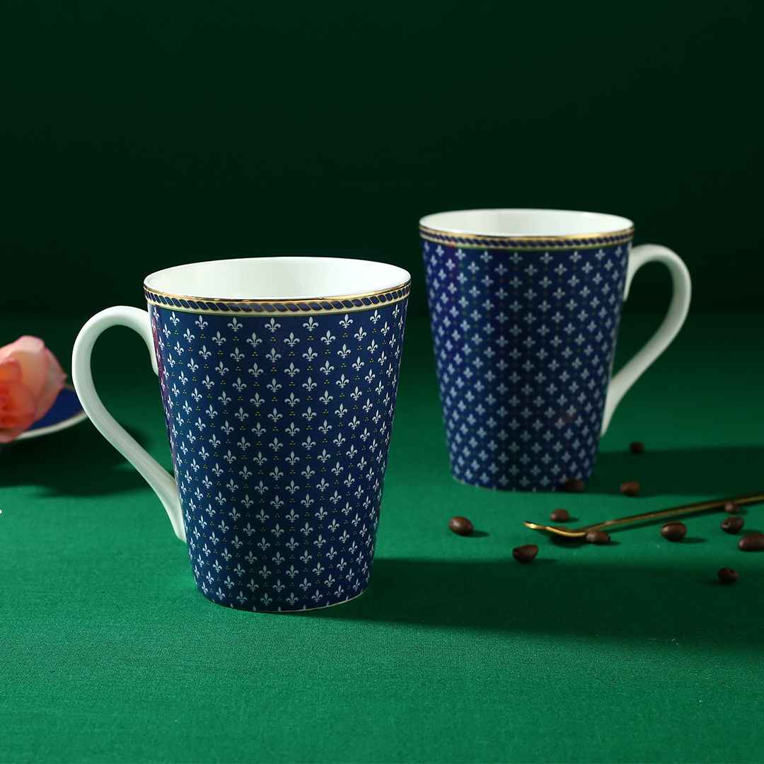 Sicilia Fine Bone China Coffee Mug - Royal Blue - Set of 2 Pcs - Image 7