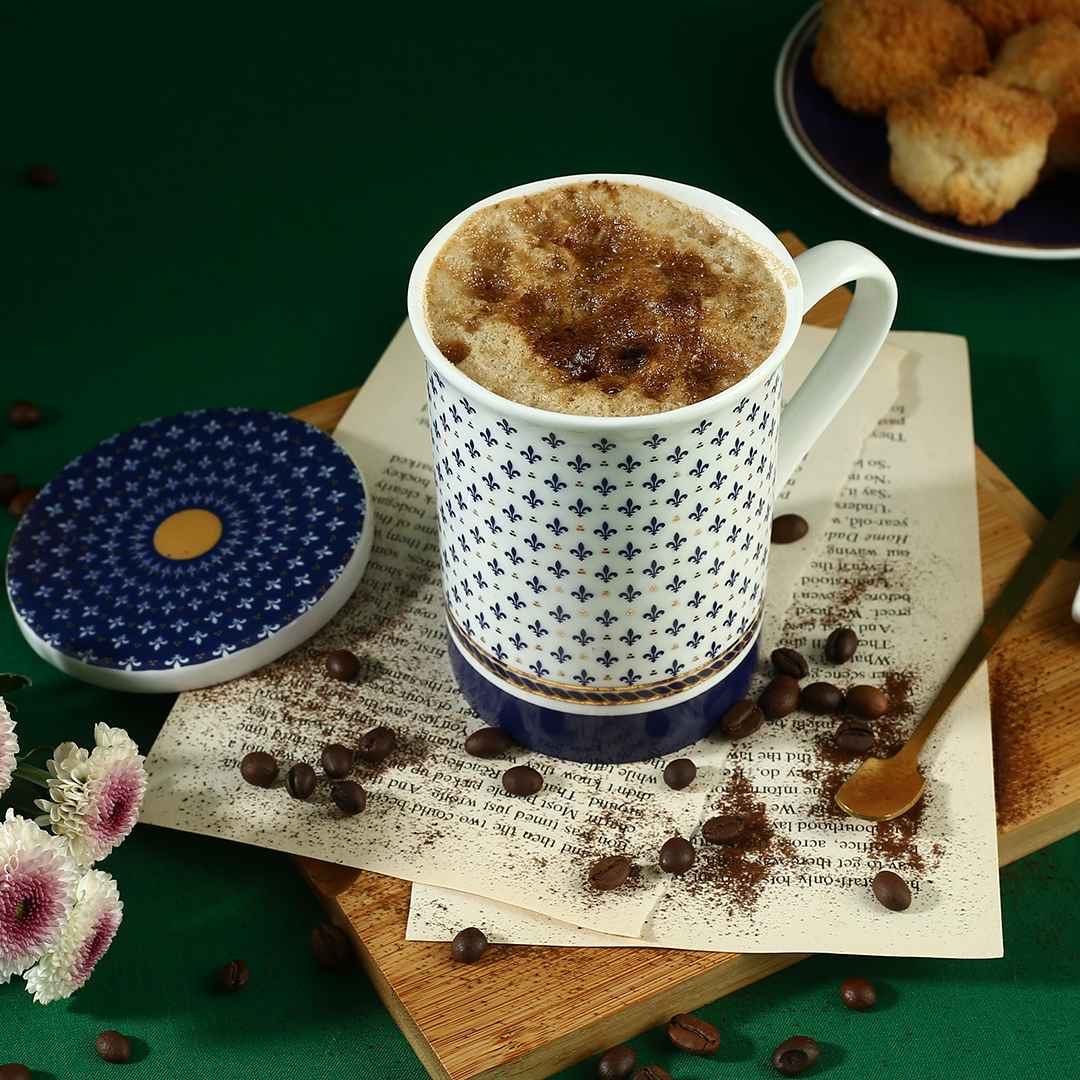 Sicilia Fine Bone China Coffee Mug with Lid - Royal Blue - 1 pc - Image 7