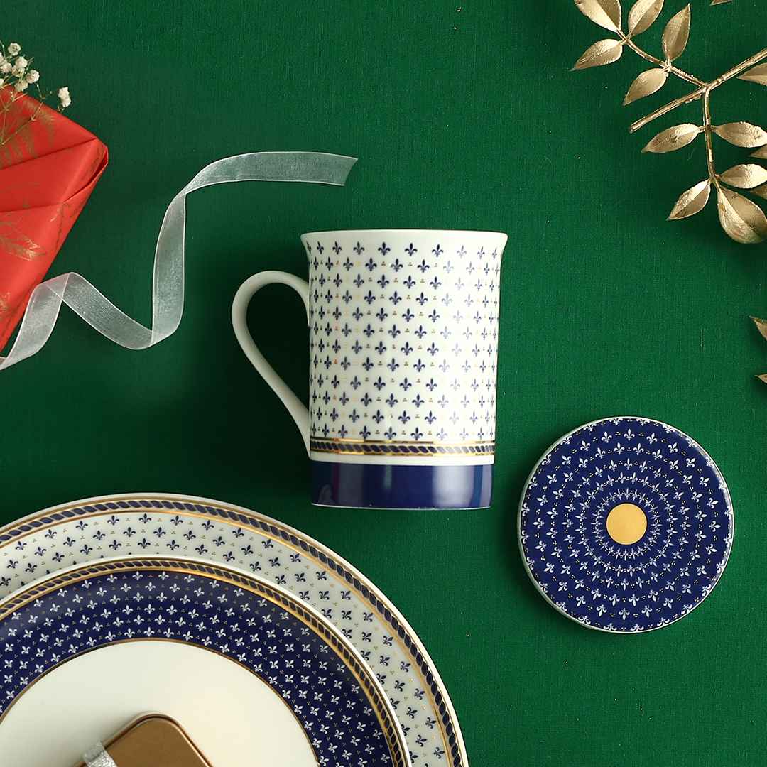 Sicilia Fine Bone China Coffee Mug with Lid - Royal Blue - 1 pc - Image 8