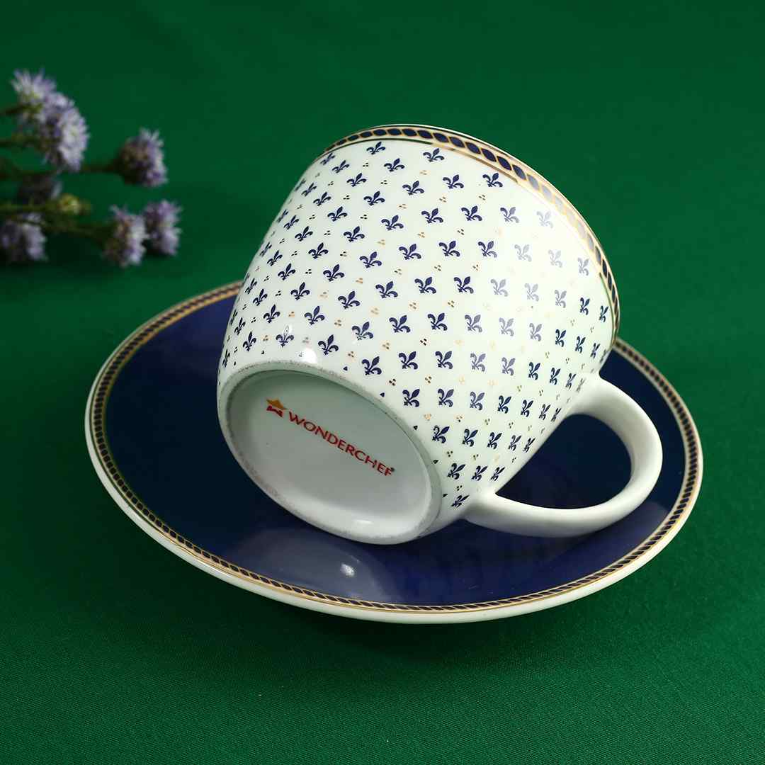 Sicilia Fine Bone China Cup & Saucer Set - Royal Blue - Set of 2 Pcs - Image 3