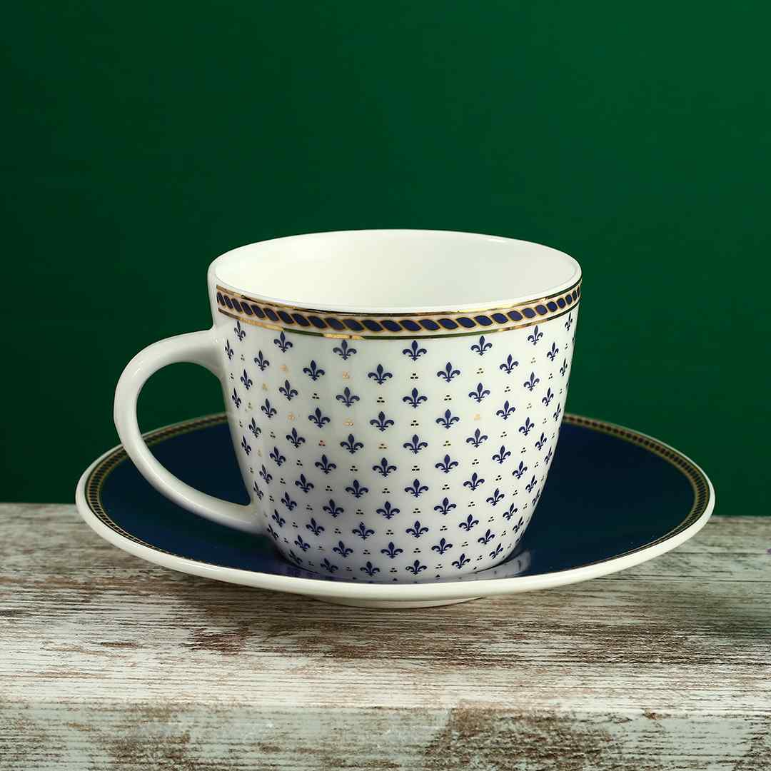 Sicilia Fine Bone China Cup & Saucer Set - Royal Blue - Set of 2 Pcs - Image 5