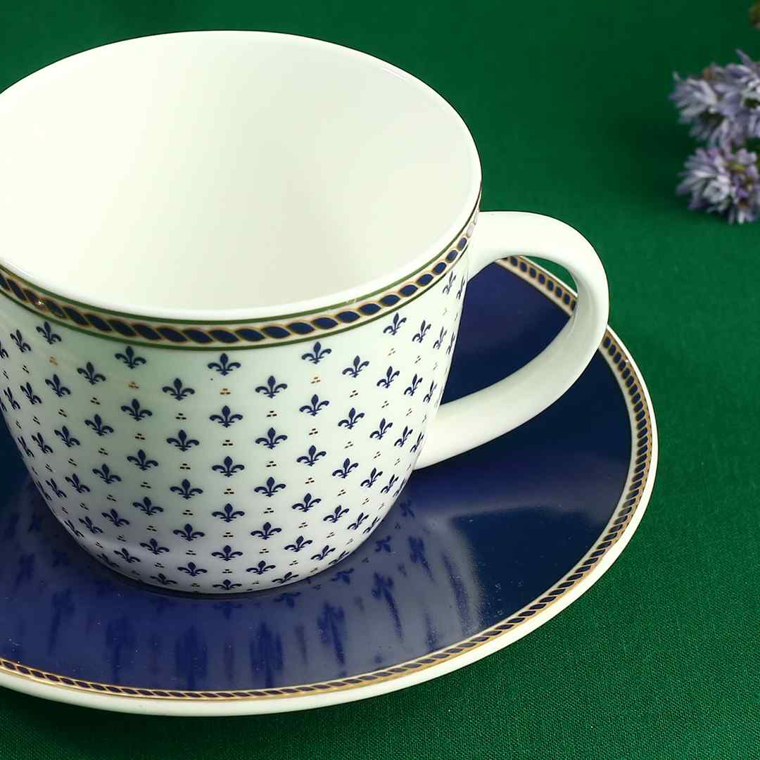 Sicilia Fine Bone China Cup & Saucer Set - Royal Blue - Set of 2 Pcs - Image 6