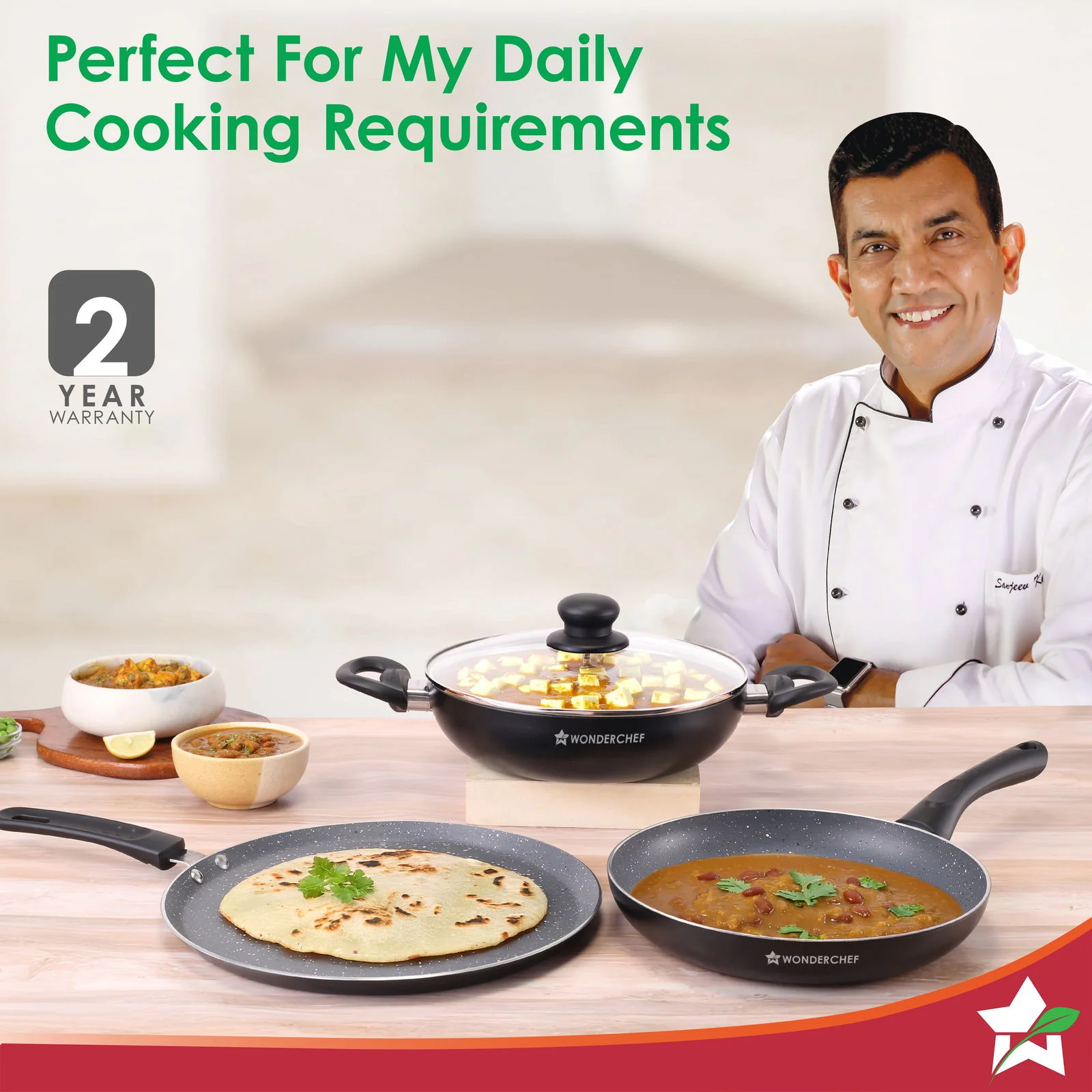 Sienna Non-stick Cookware 4 Pc Set | Dosa Tawa, Fry Pan, Kadhai for Cutlets, Curries, Dosas | PFOA Free | Virgin Aluminium | Energy Efficient | Stylish Granite Finish | 2-year Warranty - Image 2