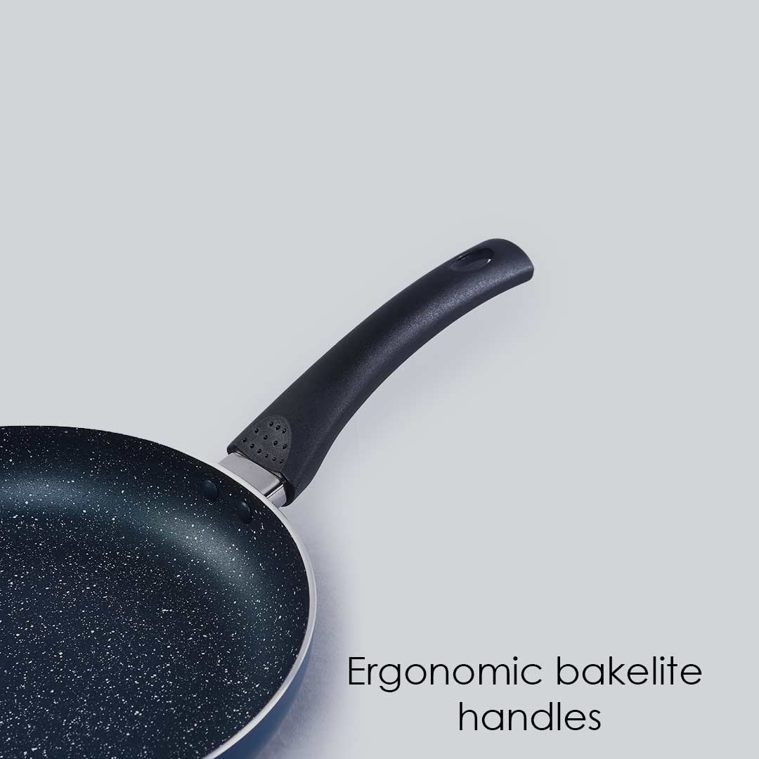 Sigma Non-stick Cookware Set, 4Pc (Kadhai with Lid, Dosa Tawa, Fry Pan), Induction Bottom, Cool Touch Bakelite Handles, Virgin Aluminium, PFOA Free, 2 Years Warranty, Midnight Blue - Image 4