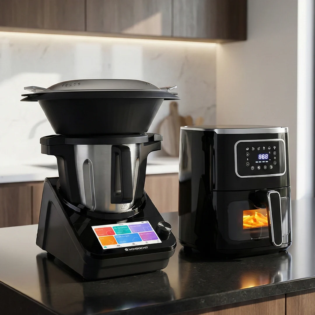 Intelli-Kitchen Starter Kit | Wonderchef Chef Magic - All-in-One Kitchen Robot, Platinum Plus Digital Air Fryer - 5L With Window & Light