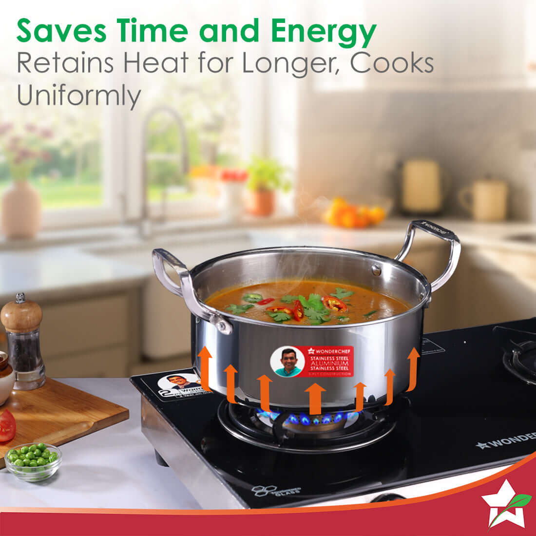 Stella Triply Stainless Steel Casserole with Lid | 22 cm, 3.5 Litres | Compatible with Gas Stove, Induction, Ceramic Cooktop | Non-toxic | Heavy-duty Handle | 10-year Warranty - Image 5