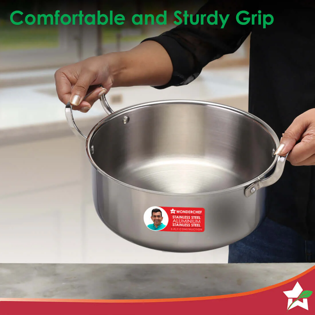 Stella Triply Stainless Steel Casserole with Lid | 22 cm, 3.5 Litres | Compatible with Gas Stove, Induction, Ceramic Cooktop | Non-toxic | Heavy-duty Handle | 10-year Warranty - Image 6