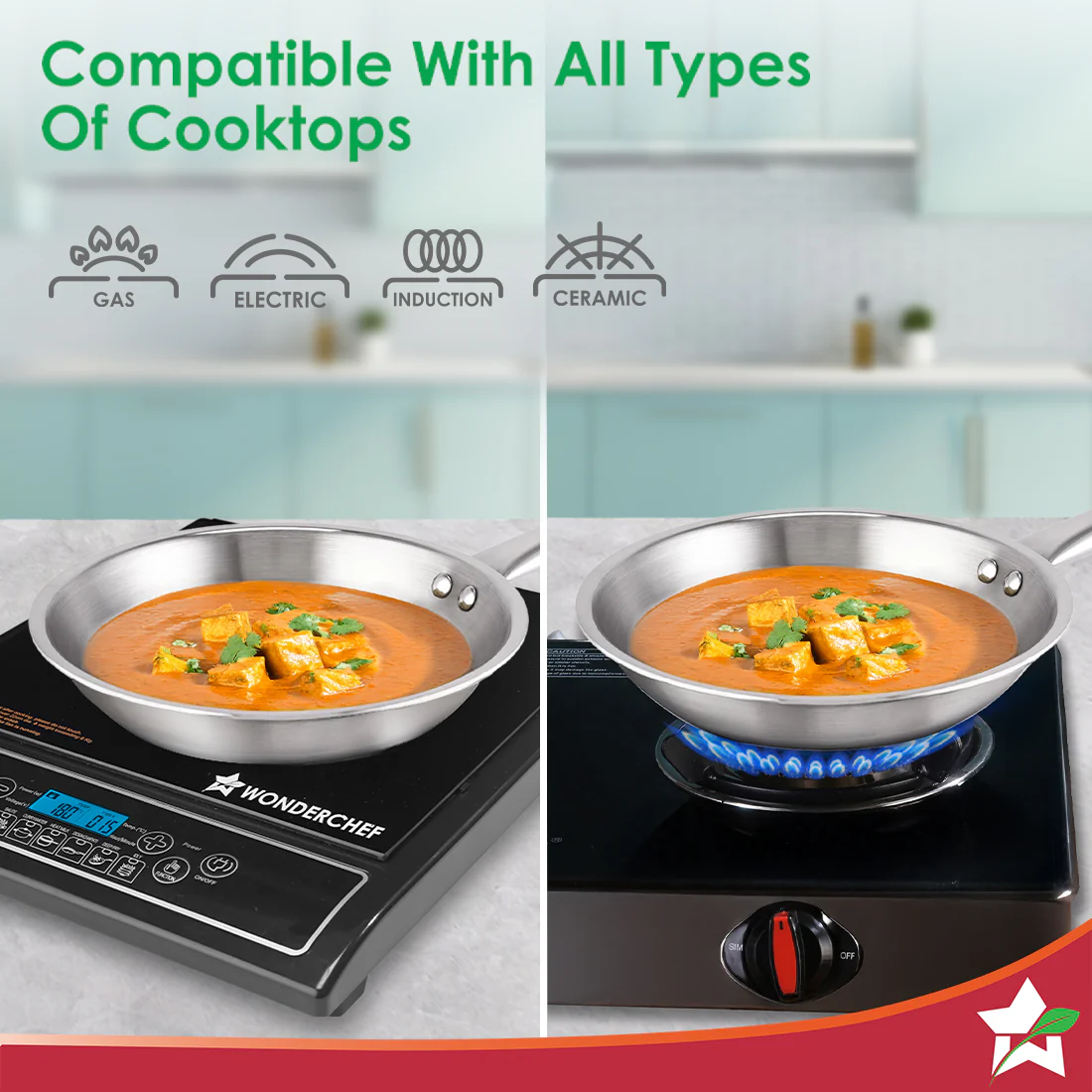 Stella Triply Stainless Steel Cookware Set | 3 Pcs. | Fry Pan 22 cm, Kadhai 22 cm + Lid | For Gas Stove, Induction, Ceramic Cooktop | Uniform Heating | Heavy-duty Handle | 10-year Warranty - Image 4