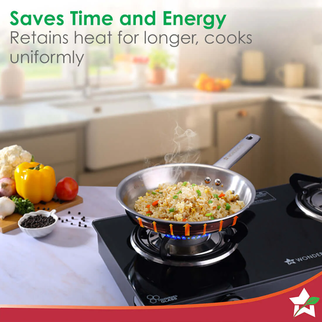 Stella Triply Stainless Steel Fry Pan | 24 cm, 1.7 Litres | Compatible with Gas Stove, Induction, Ceramic Cooktop | Non-toxic | Uniform Heating | Heavy-duty Handle | 10-year Warranty - Image 5