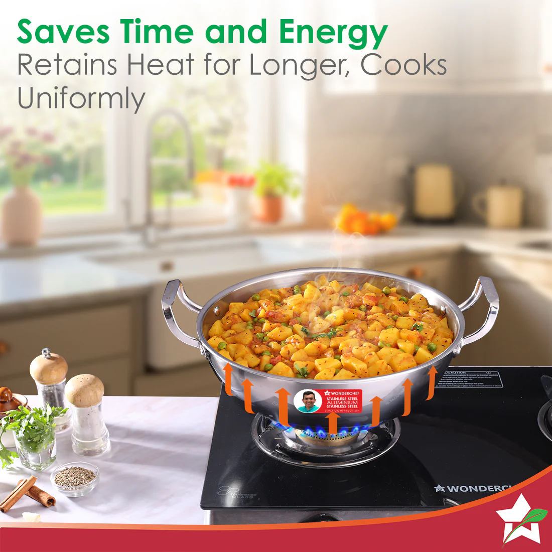 Stella Triply Stainless Steel Kadhai with Lid | 20 cm, 1.6 Litres | Compatible with Gas Stove, Induction, Ceramic Cooktop | Non-toxic | Heavy-duty Handle | 10-year Warranty - Image 5