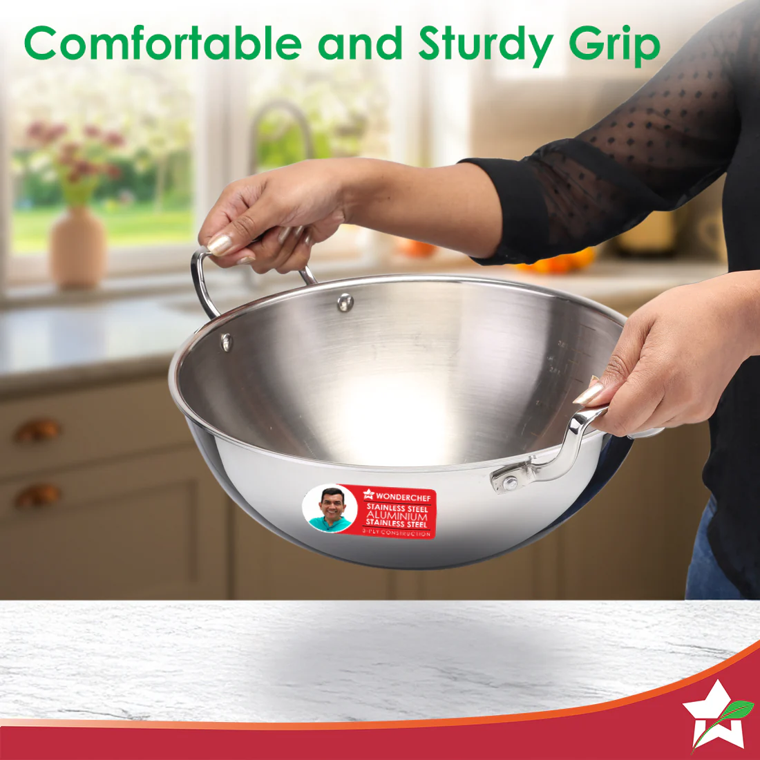 Stella Triply Stainless Steel Kadhai with Lid | 20 cm, 1.6 Litres | Compatible with Gas Stove, Induction, Ceramic Cooktop | Non-toxic | Heavy-duty Handle | 10-year Warranty - Image 6
