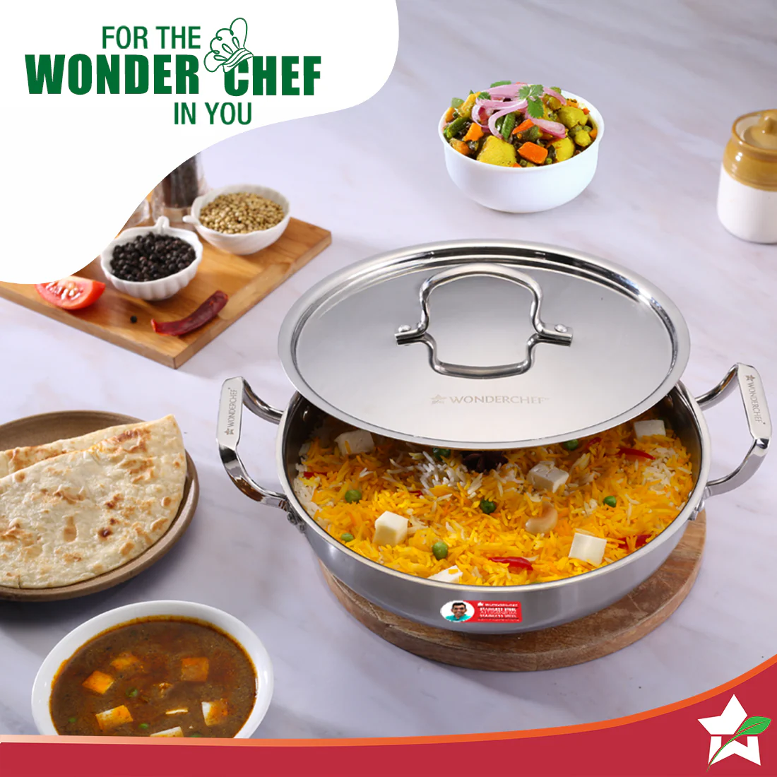 Stella Triply Stainless Steel Kadhai with Lid | 24 cm, 3 Litres | Compatible with Gas Stove, Induction, Ceramic Cooktop | Non-toxic | Uniform Heating | Heavy-duty Handle | 10-year Warranty - Image 7